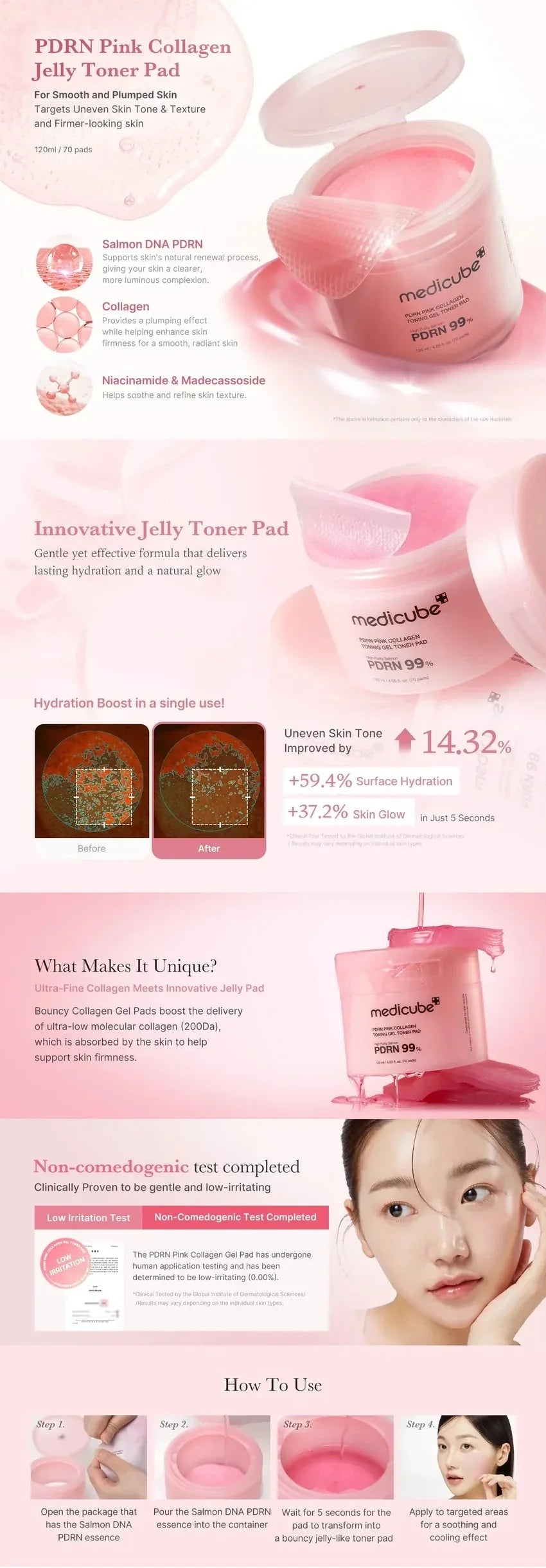 medicube PDRN Pink Toning Gel Toner Pad medicube