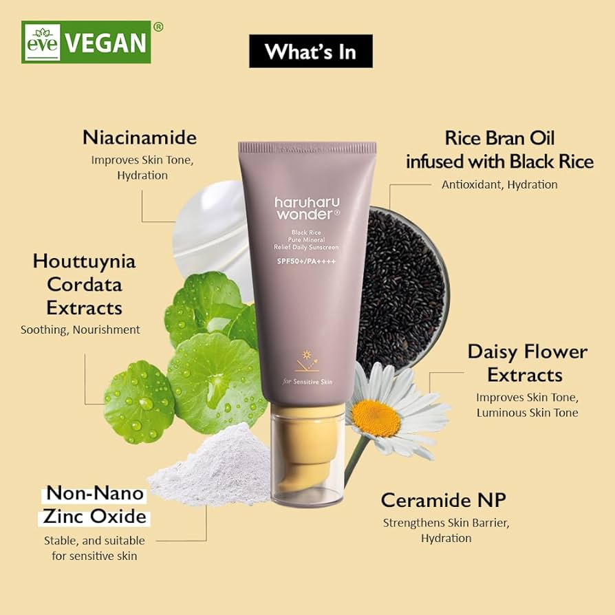 haruharu wonder Black Rice Pure Mineral Relief Daily Sunscreen SPF50+/PA++++ haruharu wonder