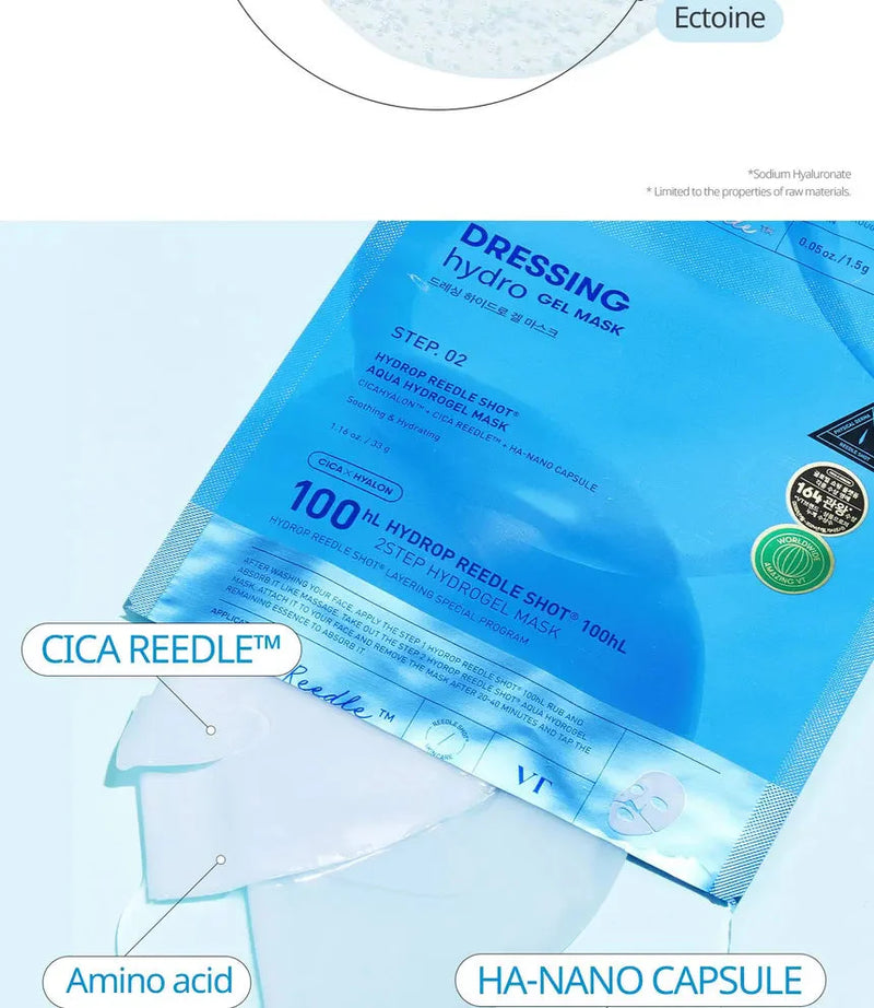 VT COSMETICS HYDROP REEDLE SHOT 100hL 2 STEP MASK VT COSMETICS