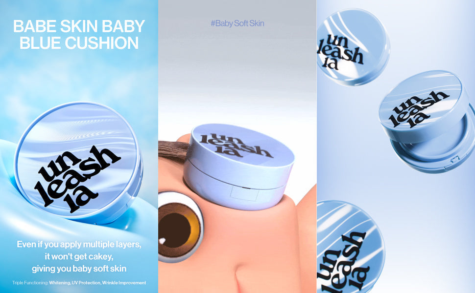 Unleashia Babe Skin Baby Blue Cushion SPF40 PA++ Unleashia