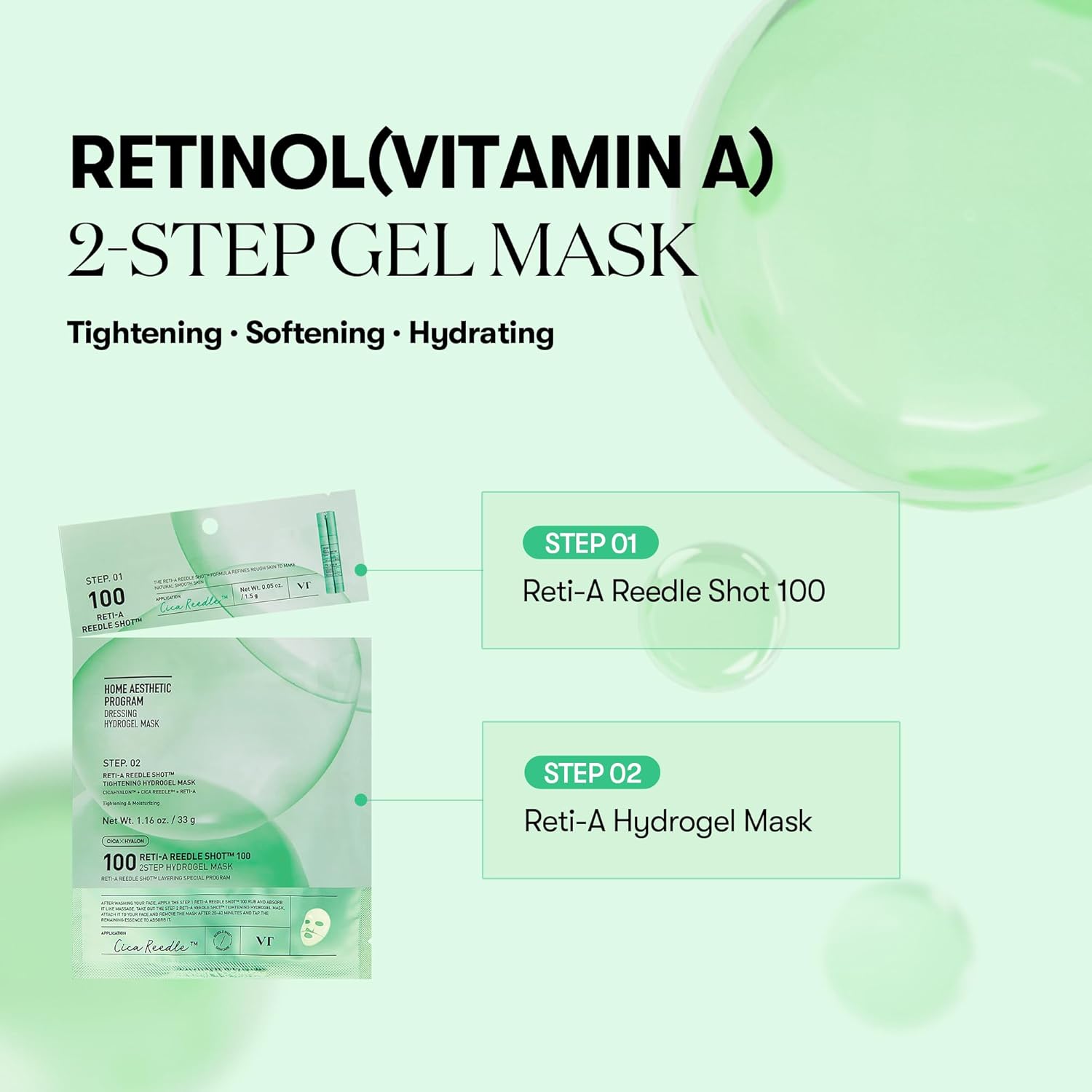 VT COSMETICS RETI-A REEDLE SHOT 100 2STEP HYDROGEL MASK VT COSMETICS