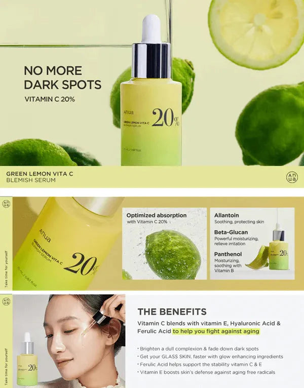 Anua Green Lemon Vita C Blemish Serum 20% Anua