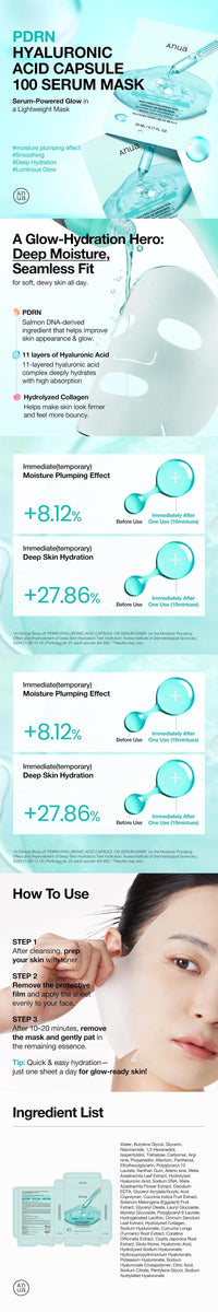 Anua PDRN HYALURON 100 SERUM MASK Anua