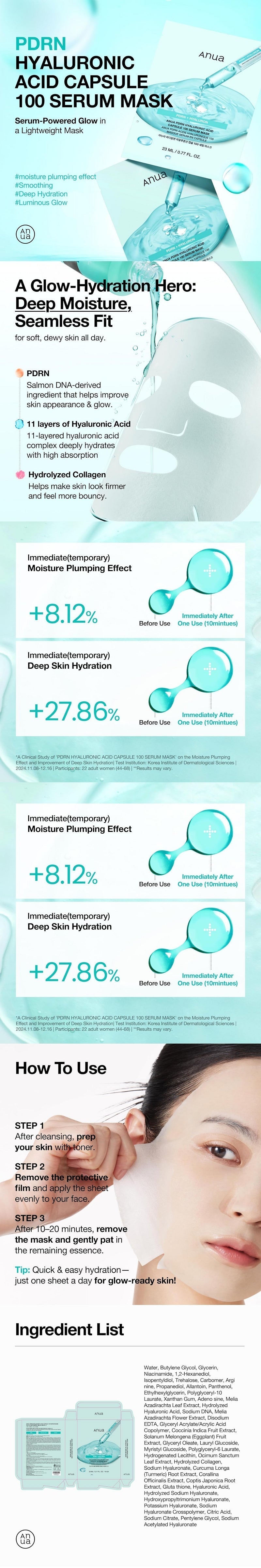 Anua PDRN HYALURON 100 SERUM MASK Anua