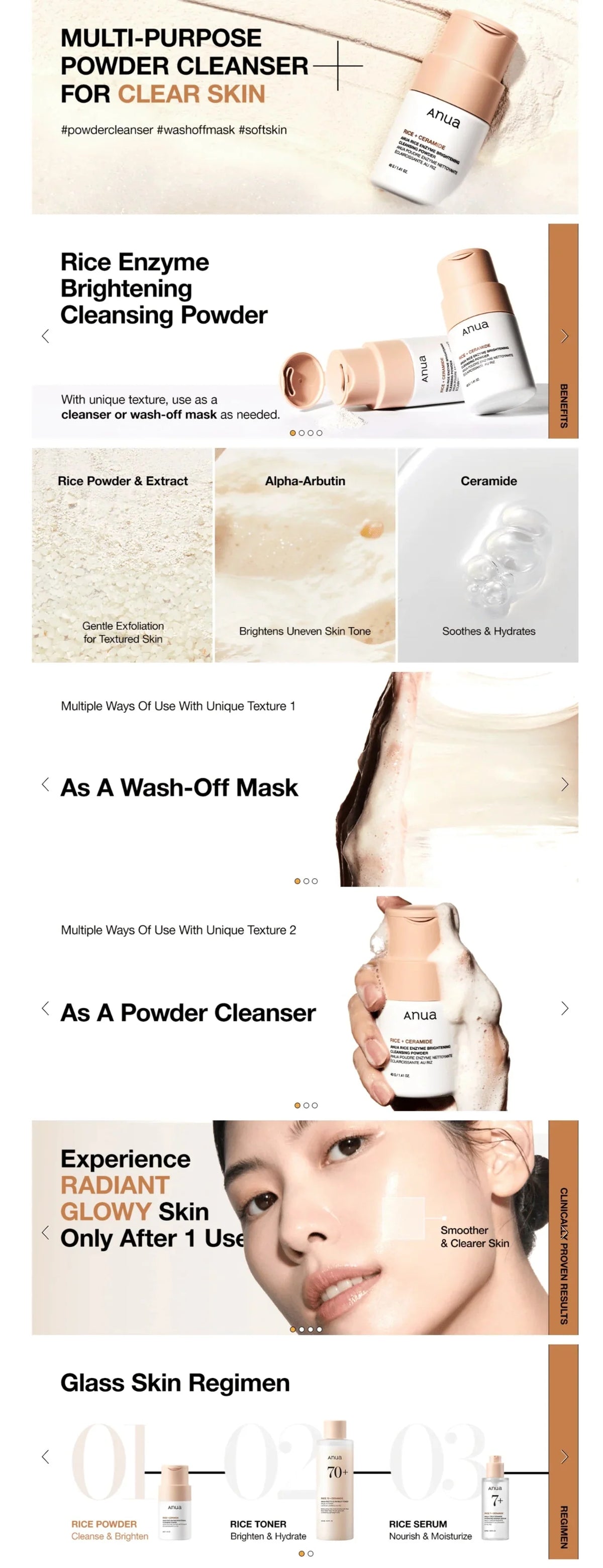 Anua Rice Enzyme Brightening Cleansing Powder Anua