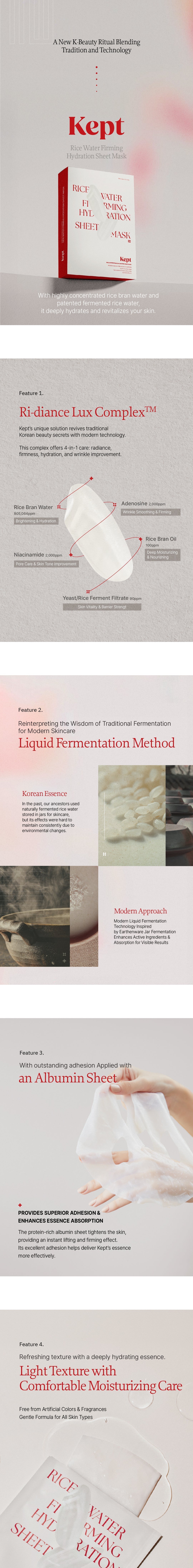 KEPT Rice Water Firming Hydration Sheet Mask Kept