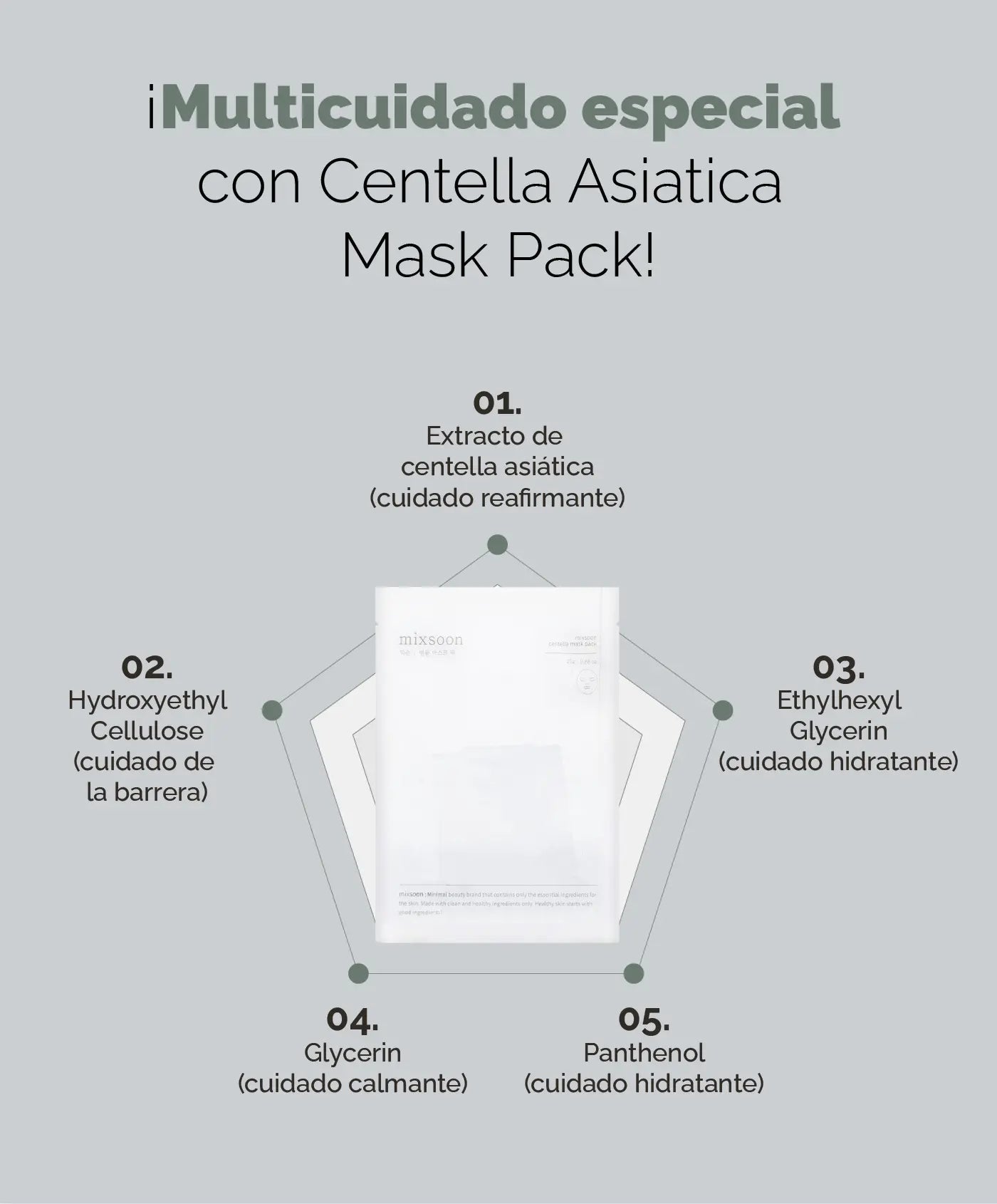 MIXSOON Centella Mask Pack (5 unidades) MIXSOON