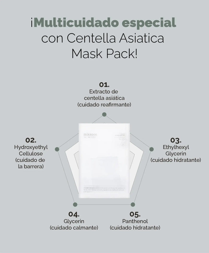 MIXSOON Centella Mask Pack (5 unidades) MIXSOON