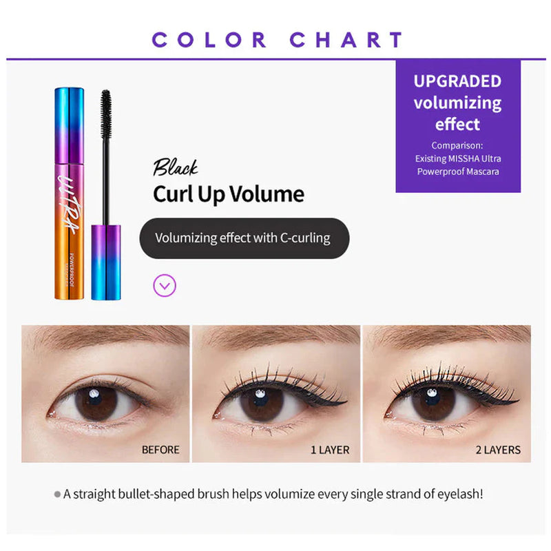 MISSHA Ultra Powerproof Mascara Curl Up Volume - Black MISSHA
