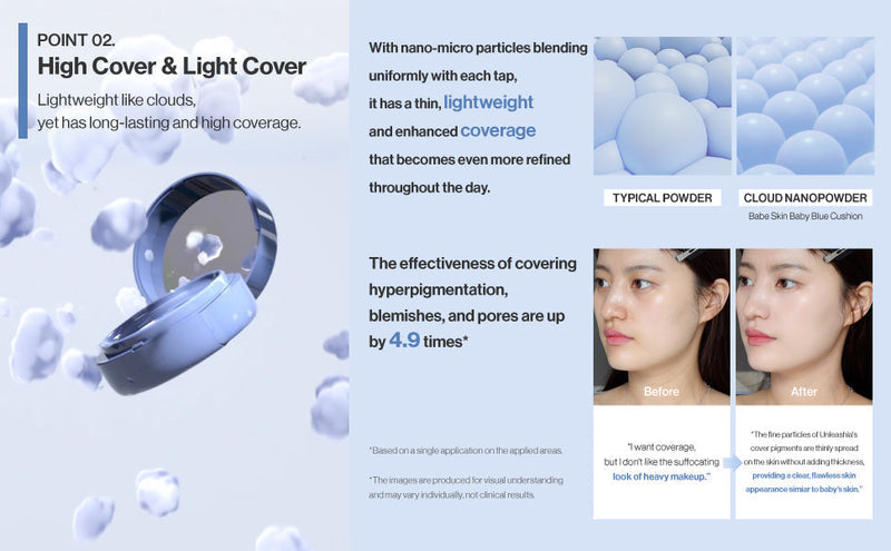 Unleashia Babe Skin Baby Blue Cushion SPF40 PA++ Unleashia