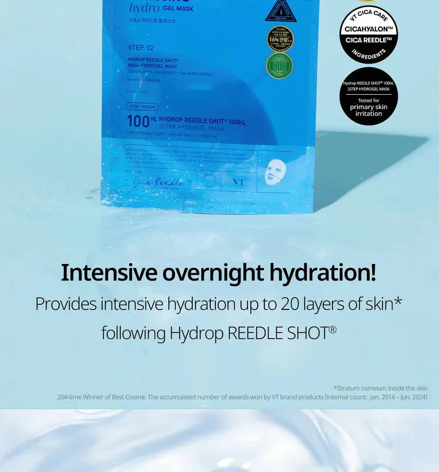 VT COSMETICS HYDROP REEDLE SHOT 100hL 2 STEP MASK VT COSMETICS