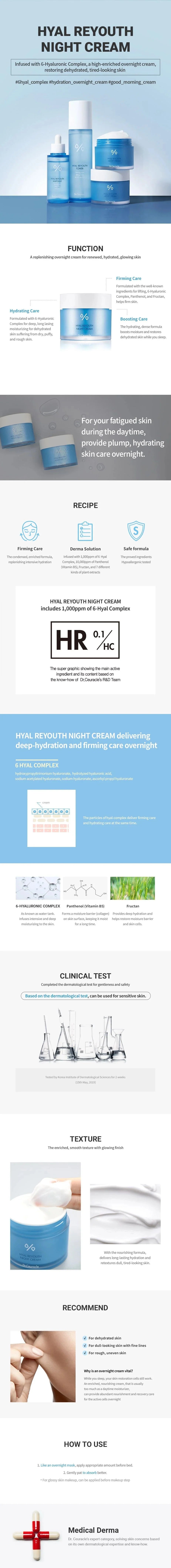 Dr.Ceuracle HYAL REYOUTH NIGHT CREAM Dr. Ceuracle